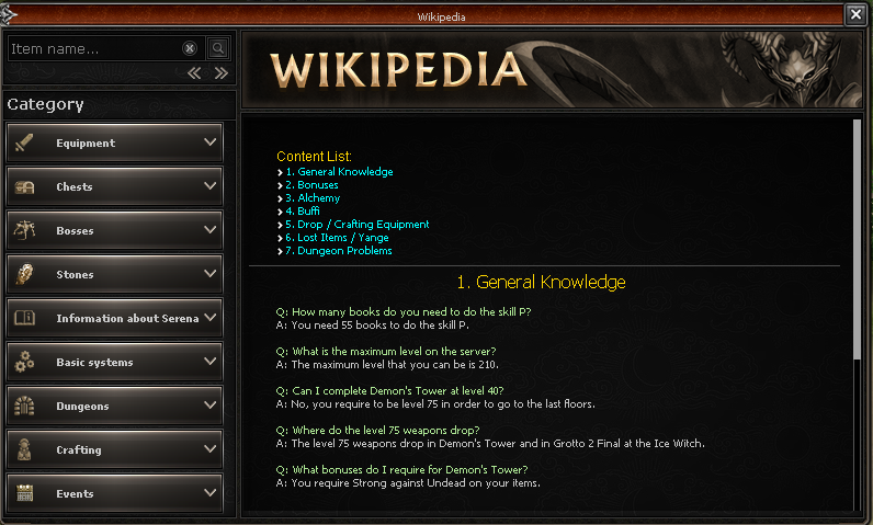 Ingame-Wikipedia mit Systemeintrag